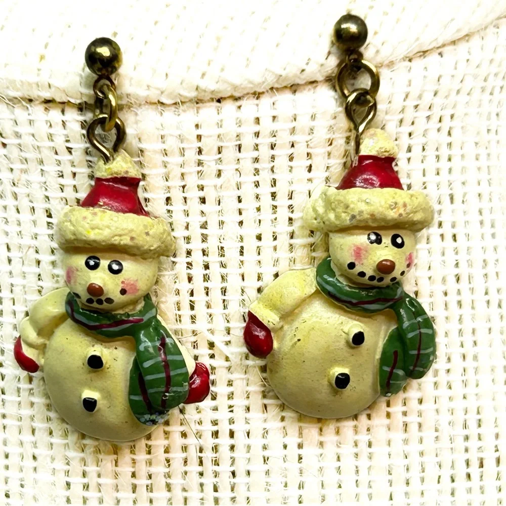 Christmas Snowman‎ Dangle Earrings